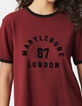 Women’s burgundy T-shirt with flocked velvet slogan-4