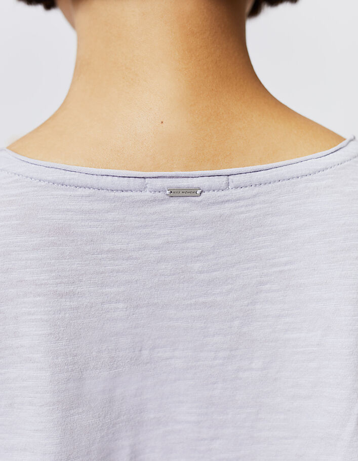 Women’s lilac slogan cotton slub T-shirt - IKKS