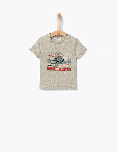 Grijs T-shirt met berenopdruk voor babyjongens  - IKKS