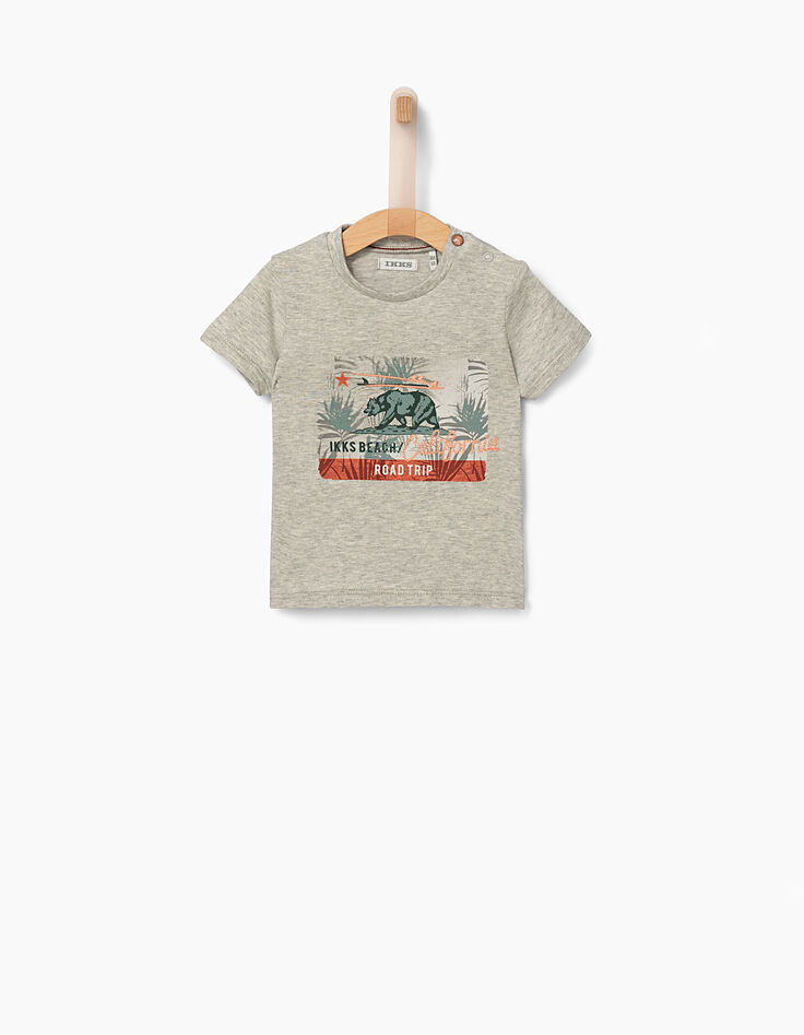 Tee-shirt gris visuel ours bébé garçon -1 Tee-shirt gris visuel ours bébé garçon -1