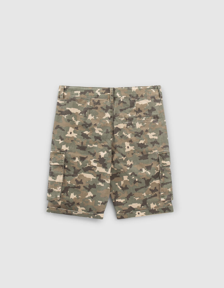 Khaki Jungen-Battle-Bermudas mit Flecktarn-Pixel-Motiv-1