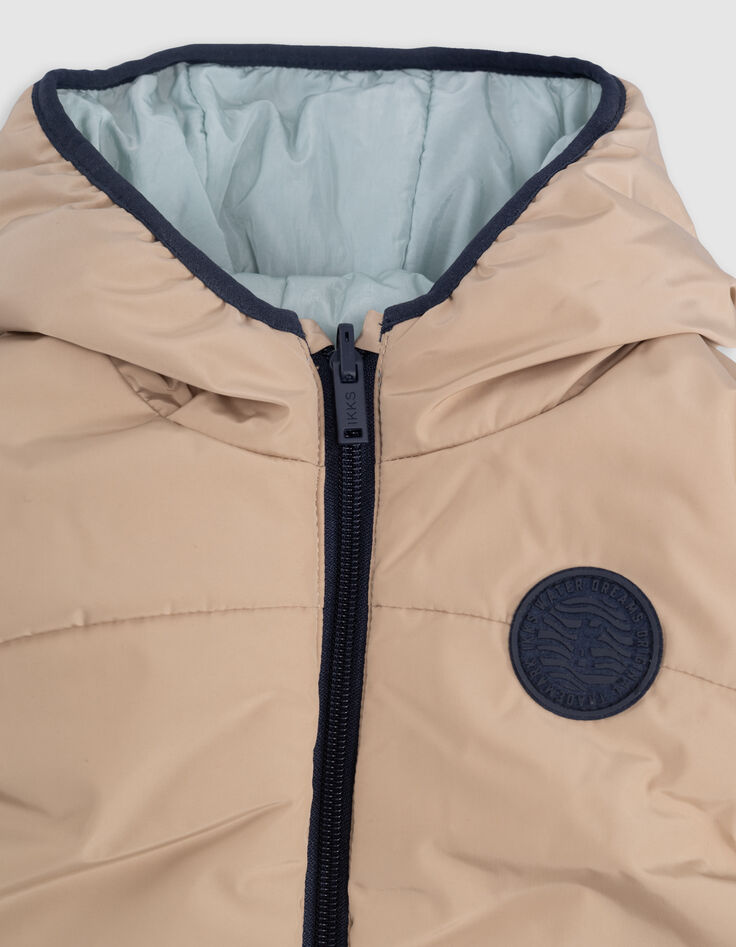 Doudoune réversible beige et vert d'eau garçon-6