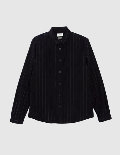 Men’s black striped organic velvet REGULAR shirt - IKKS