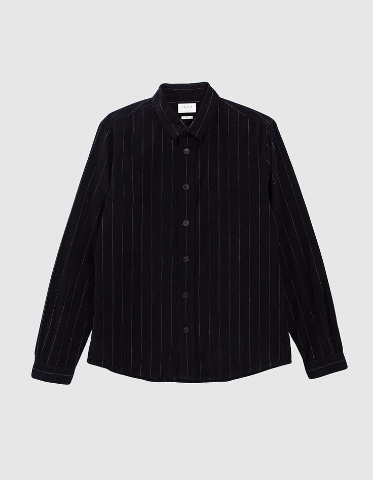 Men’s black striped organic velvet REGULAR shirt-1
