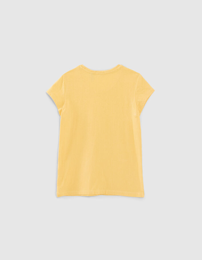 Girls' yellow organic cotton T-shirt with glittery heart - IKKS