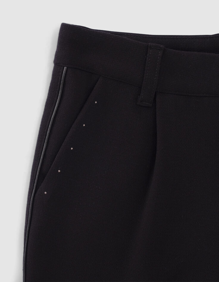Schwarze 7/8-Mädchenhose mit Nietenverzierungen-2