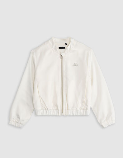 Ecru satin bomber with embroidered back for girl - IKKS