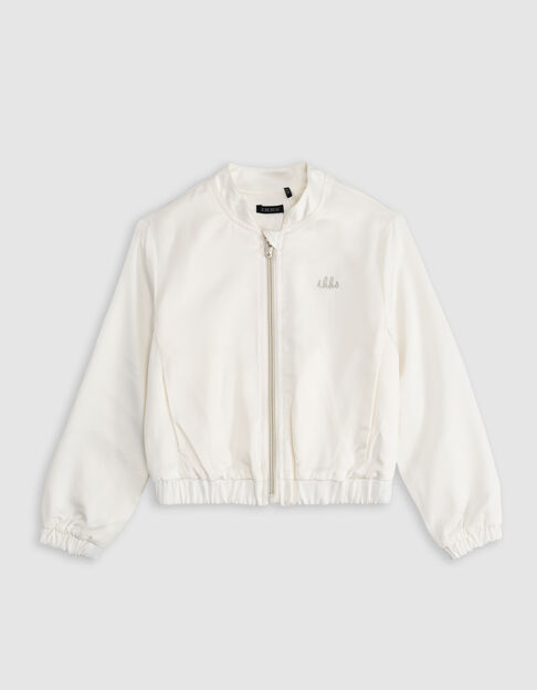 Bomber écru satiné broderie dos fille - IKKS