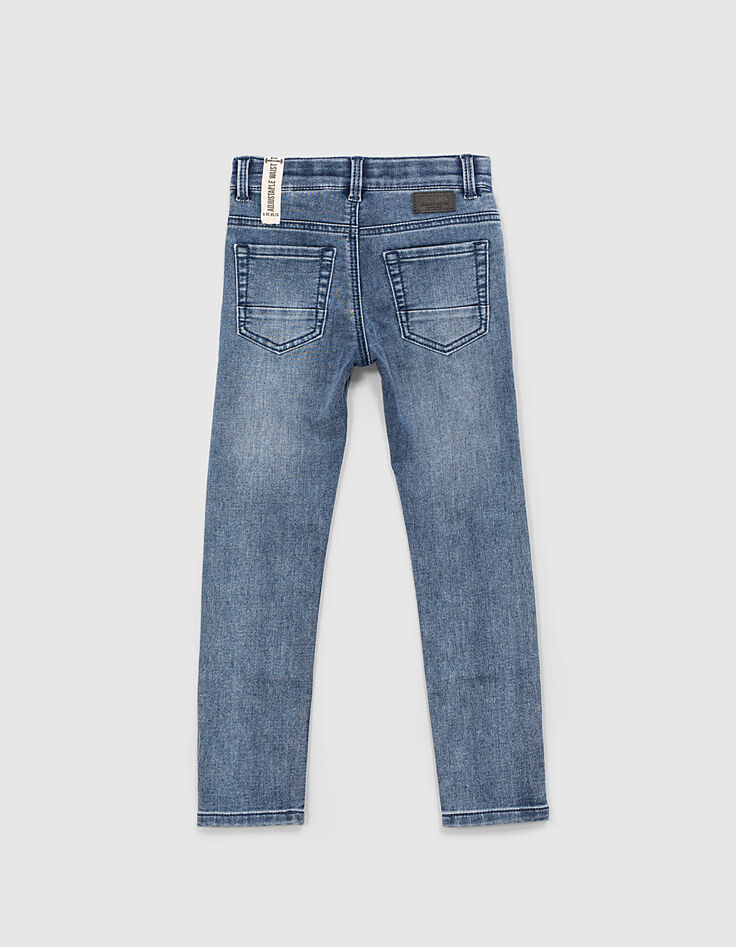 Boys’ stone blue slim jeans with patches -3