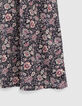 Langes marineblaues Mädchenkleid mit Blumen-Print-4