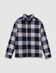 Sobrecamisa azul marino cuadros capucha extraíble niño-7