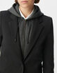Women's black parement hooded jacket-5