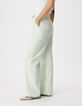 Pantalon de tailleur vert mix lin coton Femme-4