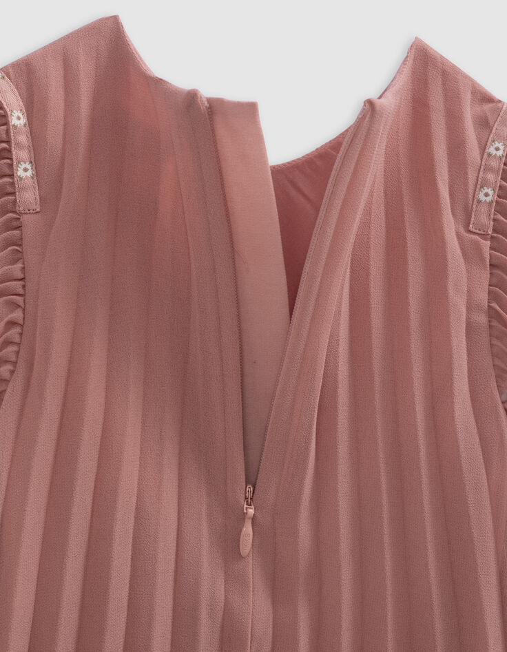 Medium pink pleated dress for girls-6
