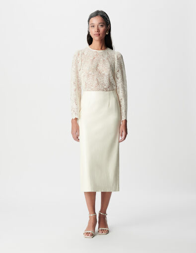 Dames lange witte rock kokerrok - IKKS