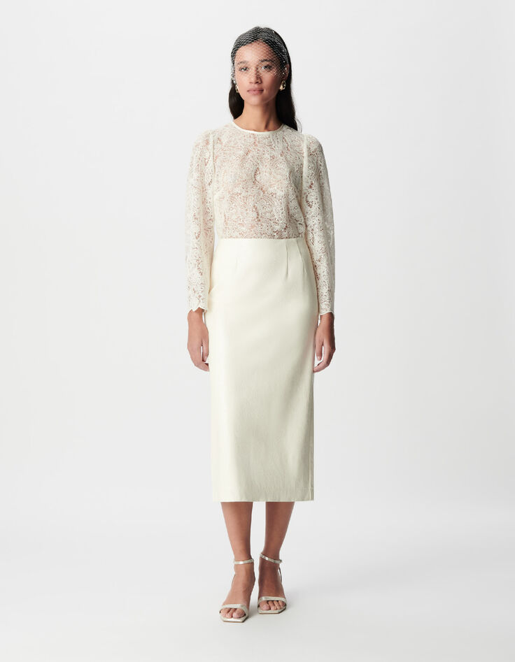 Dames lange witte rock kokerrok-1