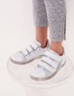 Girls’ off-white Velcro leather trainers with studs-1