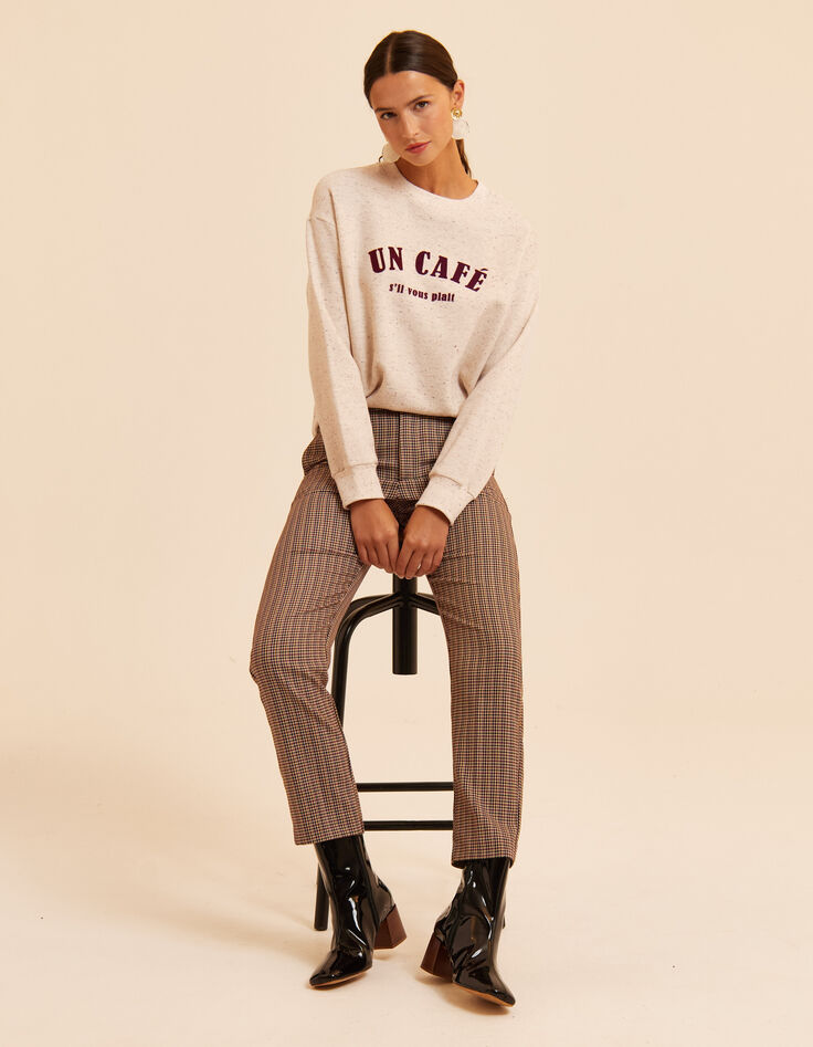 Pantalon de tailleur beige motif pied-de-puce LAURENCE I.Code-9