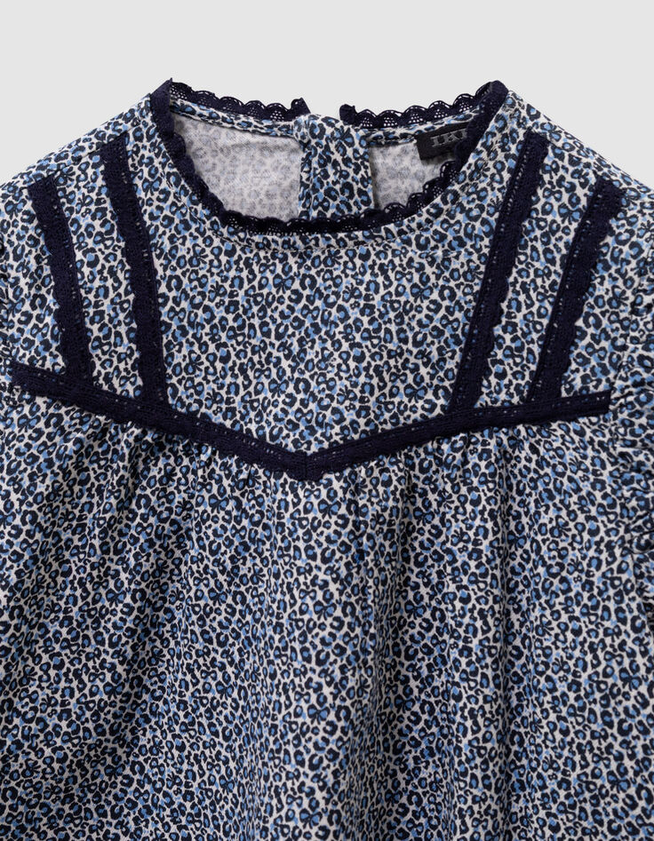 Blouse marine imprimé léopard-noeuds fille-2