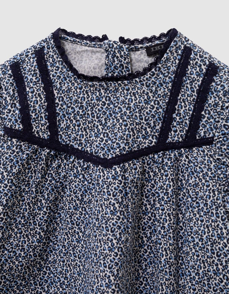 Blouse marine imprimé léopard-noeuds fille-2 Blouse marine imprimé léopard-noeuds fille-2