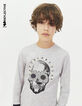 Boys’ medium grey Halloween skull T-shirt -2