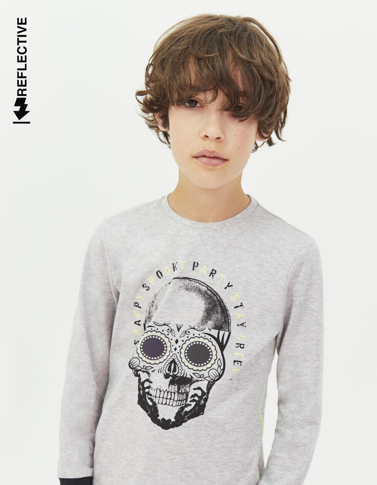 Boys’ medium grey Halloween skull T-shirt -2 Boys’ medium grey Halloween skull T-shirt -2