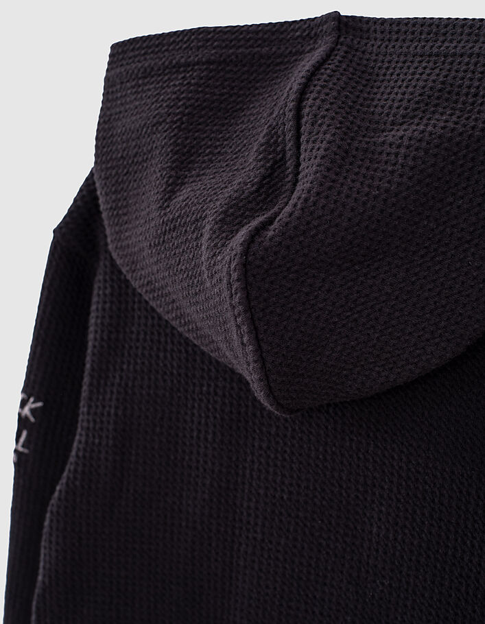 Cardigan noir maille nid d'abeille esprit motard fille -7