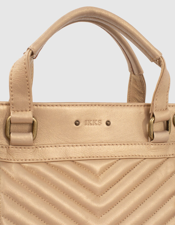 Sac LE 1440 MEDIUM GOLD matelassé chevrons femme-4