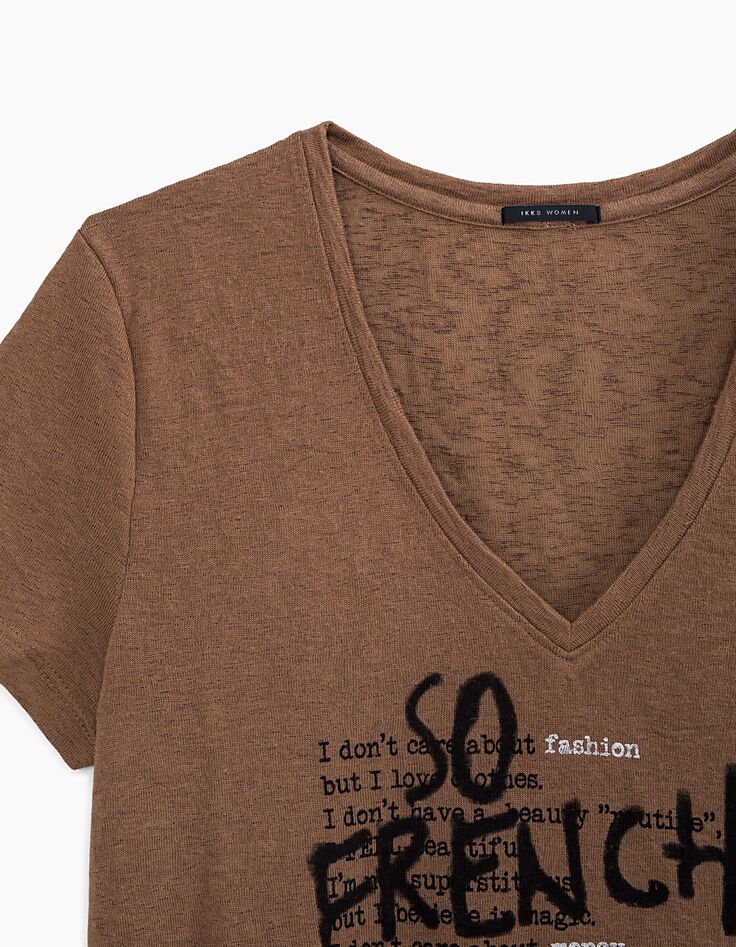 Camiseta camel de viscosa mayoritaria visual So French mujer-2 Camiseta camel de viscosa mayoritaria visual So French mujer-2