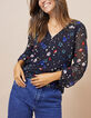 I.Code black blouse with multicolour flower print-1