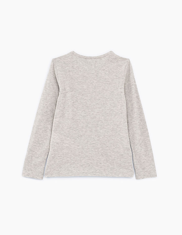 Tee-shirt gris chiné moyen visuel chat IKKS Paris fille-3