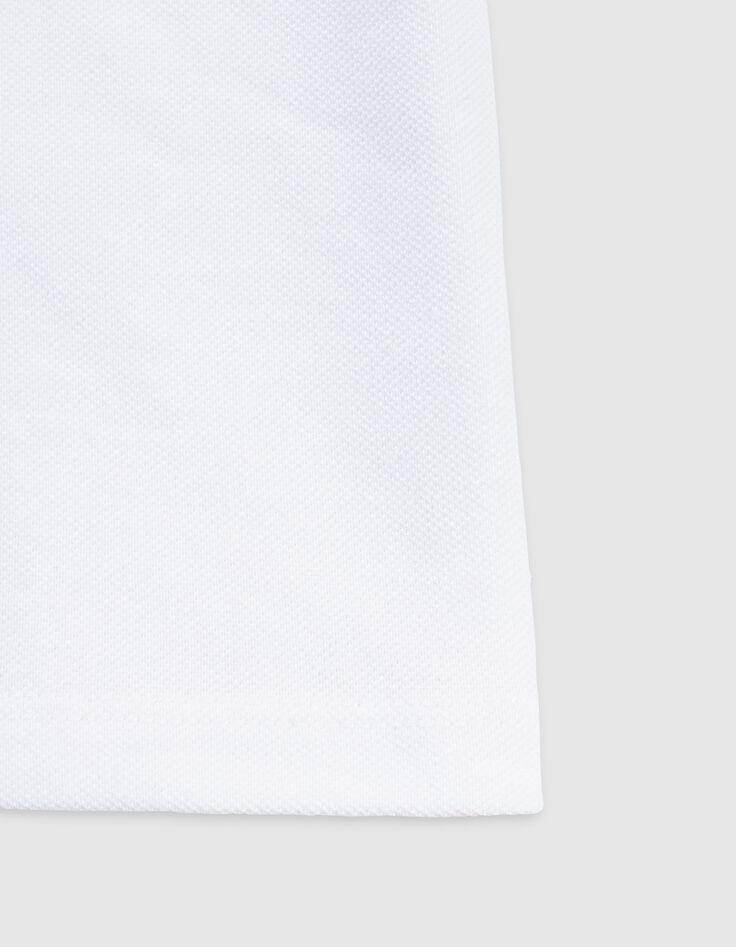 White polo shirt organic cotton striped collar for boy-4