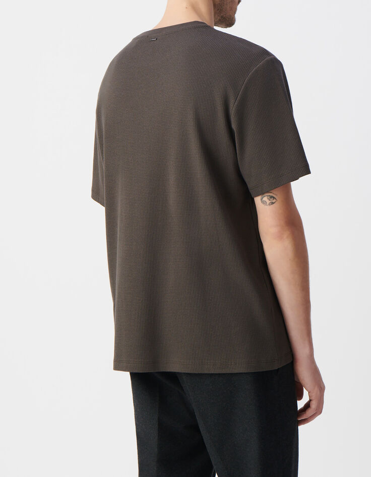 T-shirt kaki coton bio relief filet Homme-3
