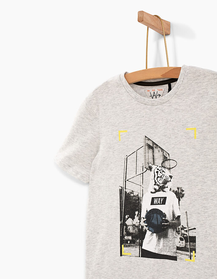 Camiseta gris jaspeado jugador de basket tigre  - IKKS