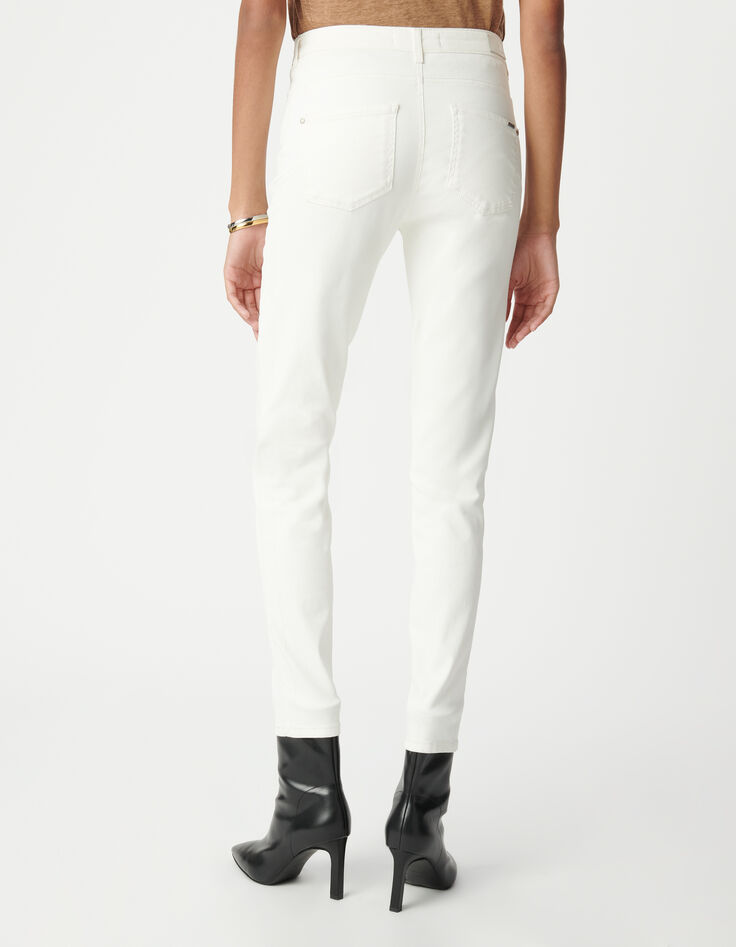 Jean blanc cropped boutons apparents powerstretch Femme-3