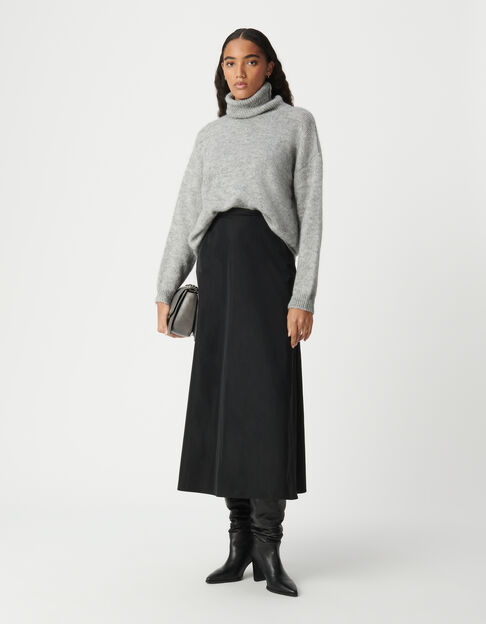 Grauer Rollkragenpullover für Damen mit Lurex-Rippung - IKKS