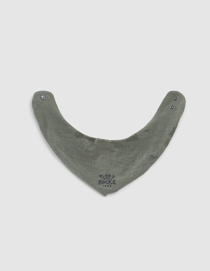 Hell khaki Babylätzchen aus Biobaumwolle mit Rocker-Print-2