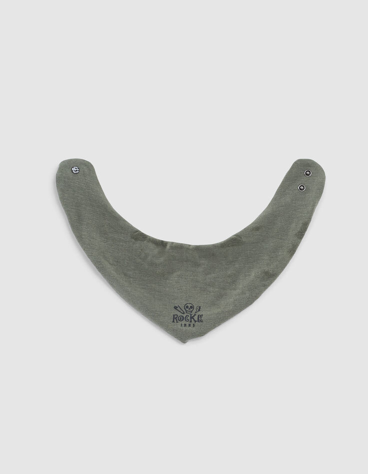 Hell khaki Babylätzchen aus Biobaumwolle mit Rocker-Print-2
