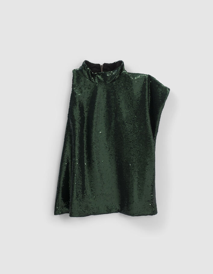 Women’s metallic green pleated top - IKKS