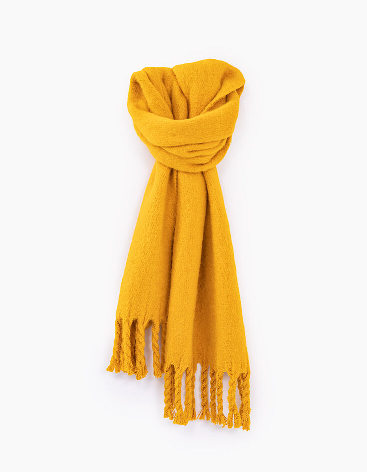 Bufanda esponjosa color absenta bordes flecos mujer-1