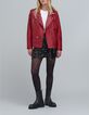 Veste cuir rouge esprit motard poches zippées Femme-1