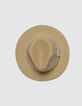 Beige hoed stro-effect met ecru bies-5