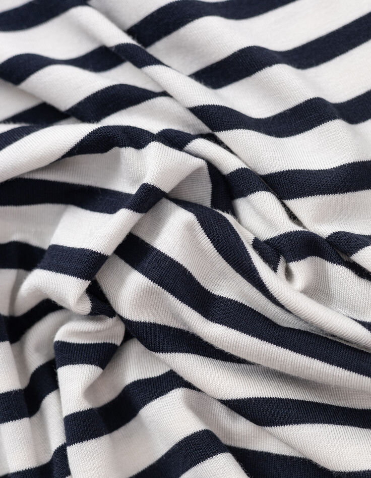 Dames-T-shirt met navy coltrui en witte strepen-6
