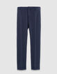 Men’s navy suit trousers with elasticated back-6
