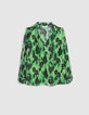 Blouse verte polyester recyclé imprimé abstrait Femme-5