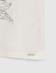 T-shirt blanc cass&eacute; coton bio visuel tigre fille-6