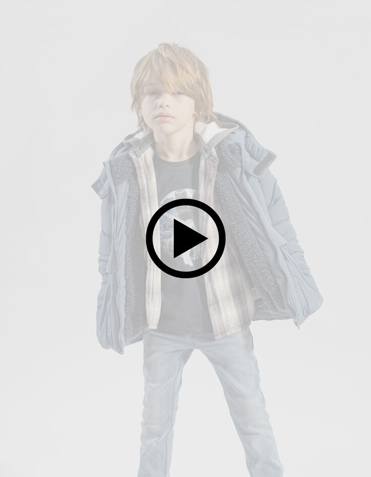 Boy's blue padded jacket with double-entry pockets-9 Boy's blue padded jacket with double-entry pockets-9