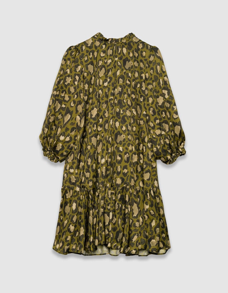 Khaki weites Damenkleid mit Leo-Fleckenprint-5 Khaki weites Damenkleid mit Leo-Fleckenprint-5