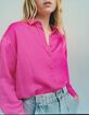 Chemise fuchsia satinée froissée Femme-7