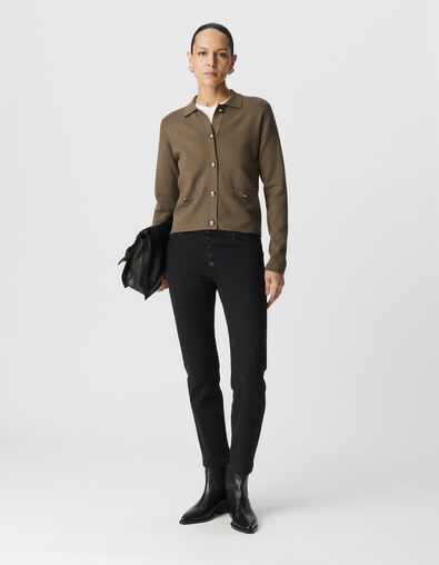 Cardigan kaki tricot esprit veste Femme - IKKS